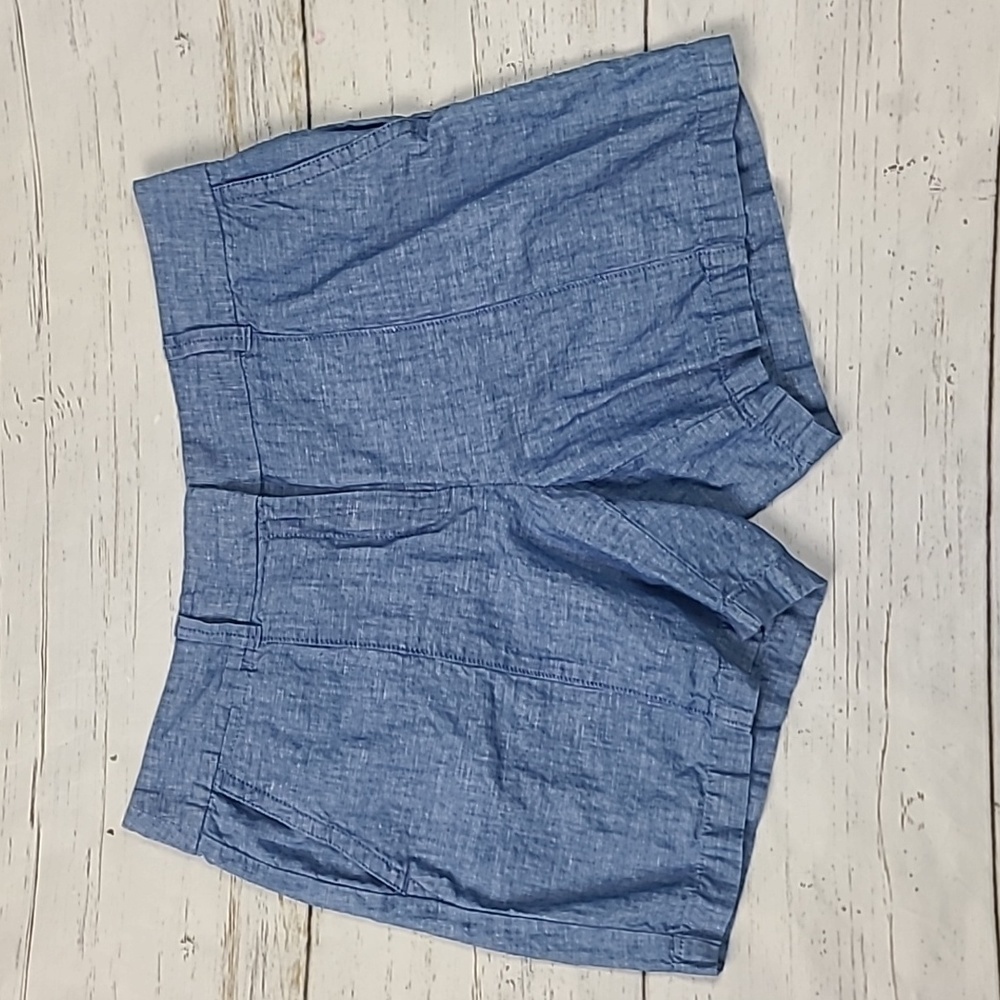 Ann Taylor Loft Linen Blend Blue Short Size 8